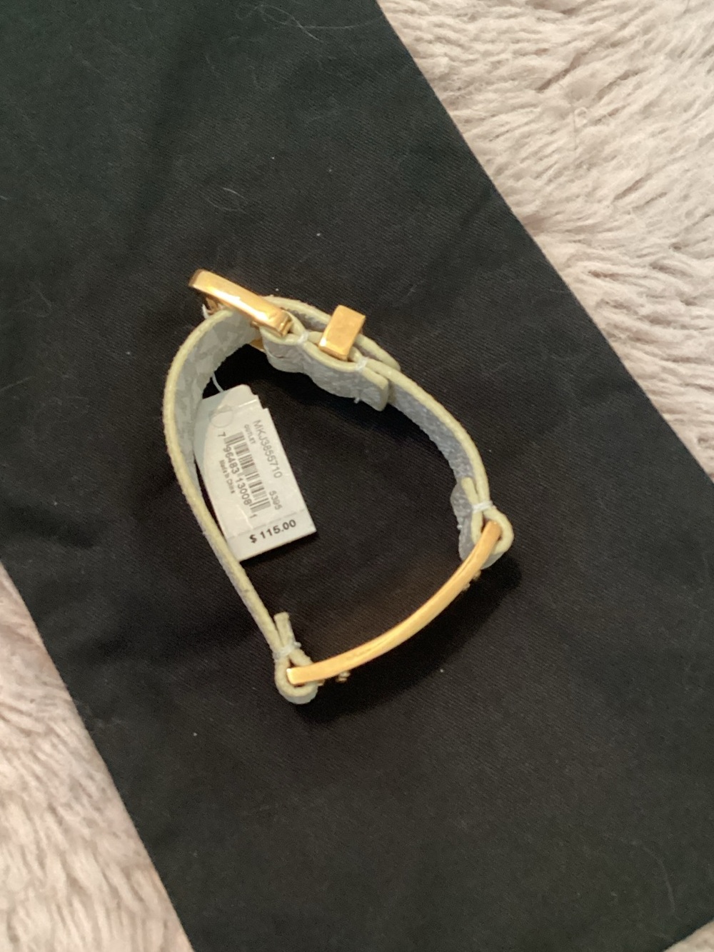Michael Kors White Leather Strap Bracelet with Gold Plaque - Picture 3 of 7